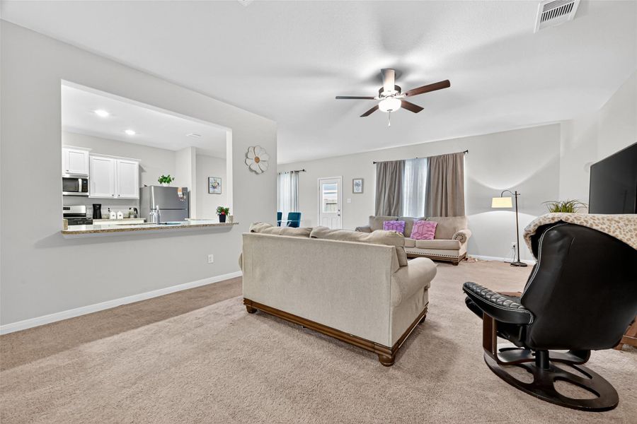 Greeted by an open living space that easily connects to your dining area and kitchen. Greeted by an open living space that easily connects to your dining area and kitchen.