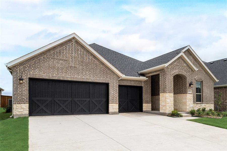 Front exterior of a new home in Sutton Fields, Celina, TX, highlighting curb appeal (Image 19).