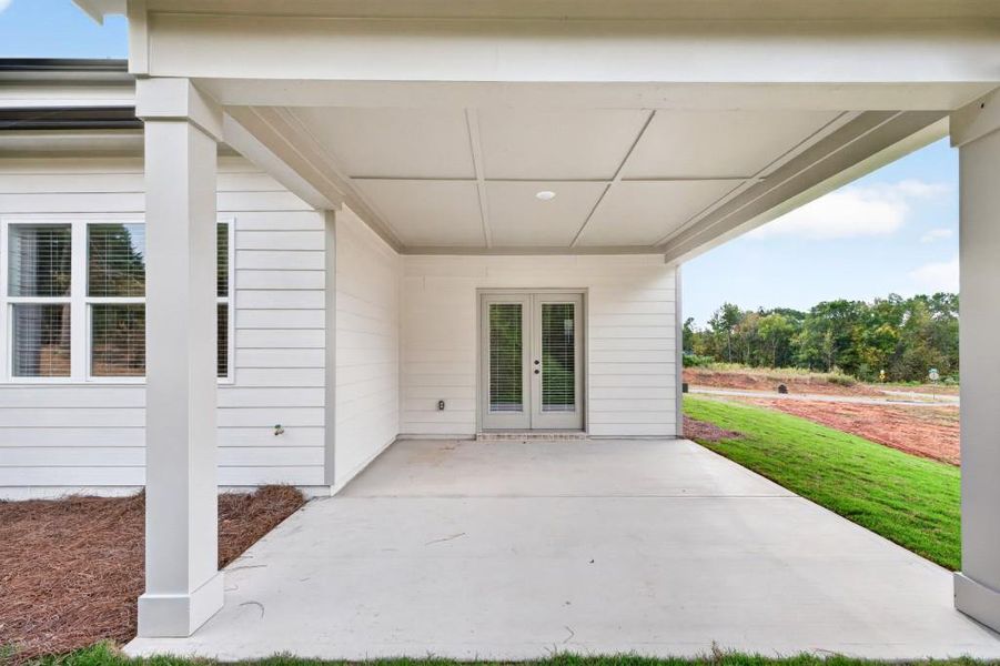 Exterior details and patio area of a home in , Commerce (Image 25).
