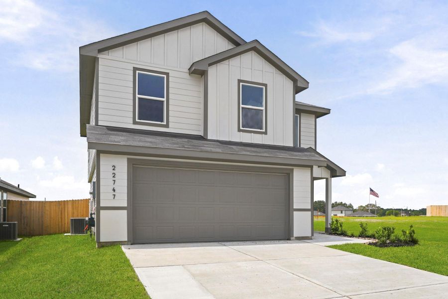 Front exterior of a new home in Sunset Valley, Hockley, TX, highlighting curb appeal (Image 2). Front exterior of a new home in Sunset Valley, Hockley, TX, highlighting curb appeal (Image 2).