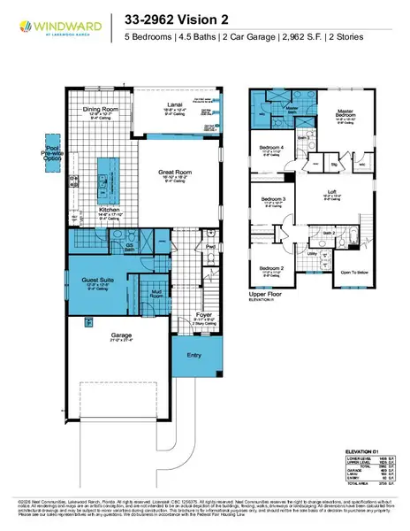 2D floor plan layout of this home in Windward, Lakewood Ranch, FL (Image 4).