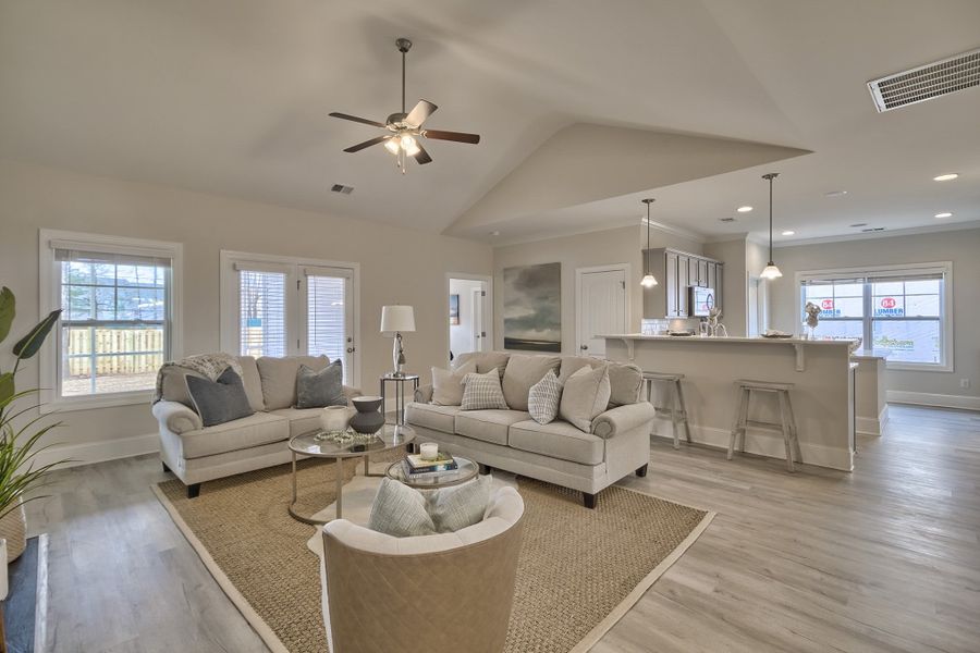 Representative furnished interior of a home built from the Wisteria II by Great Southern Homes in Briarfield, Conway (Image 28).