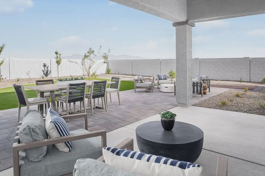 Exterior details and patio area of a home in The Estates at North Creek, Queen Creek (Image 2).
