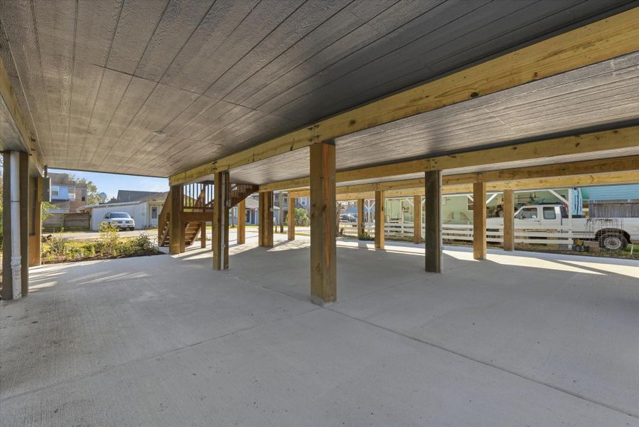 Plenty of covered parking, ideal for outdoor entertaining, with the flexibility to easily enclose the space for additional storage.