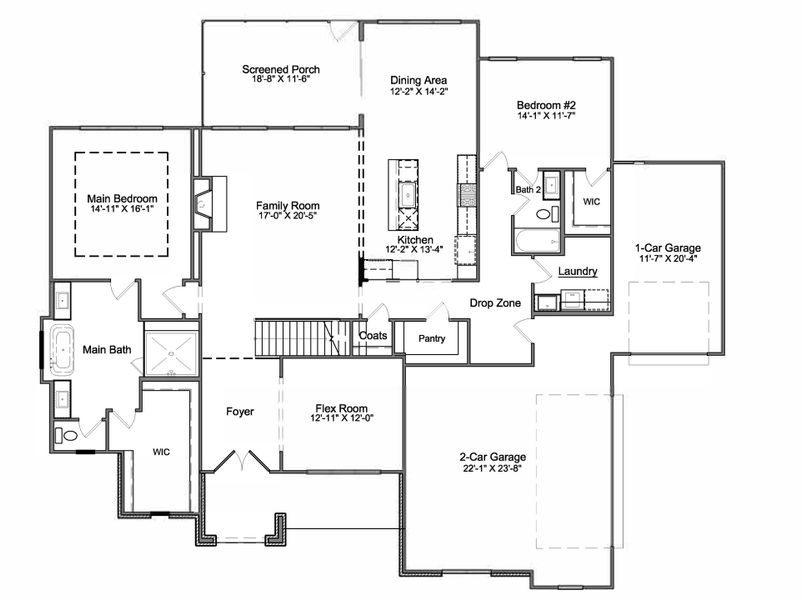 2D floor plan layout of this home in Saddlehorn, Troutman, NC (Image 3). 2D floor plan layout of this home in Saddlehorn, Troutman, NC (Image 3).