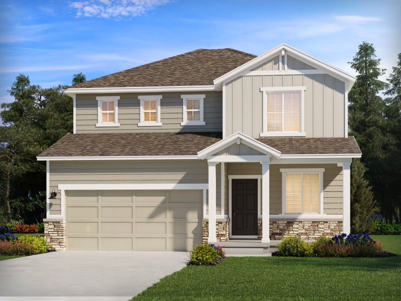 Representative exterior photo of a completed home built from the The Pagosa by Meritage Homes in Hidden Valley Farm, Severance, CO (Image 16).