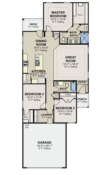 2D floor plan layout for the Sabrine by Hakes Brothers in Highland Ridge, New Braunfels, TX (Image 3). 2D floor plan layout for the Sabrine by Hakes Brothers in Highland Ridge, New Braunfels, TX (Image 3).