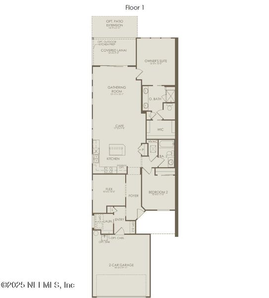2D floor plan layout of this home in Del Webb Wildlight, Yulee, FL (Image 3).