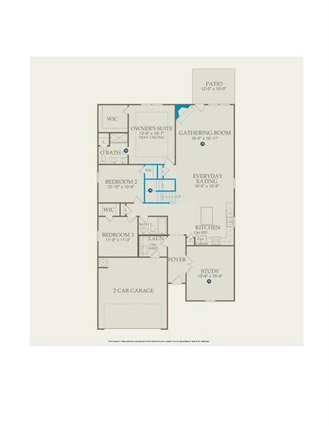 2D floor plan layout of this home in Enclave at Parkway Village, Fairburn, GA (Image 4).