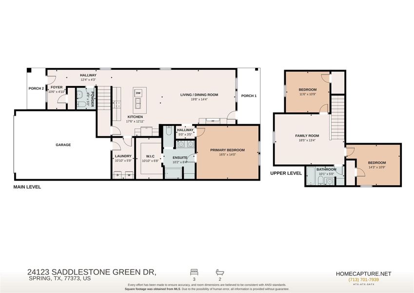 2D floor plan layout of this home in Breckenridge Forest, Spring, TX (Image 5).