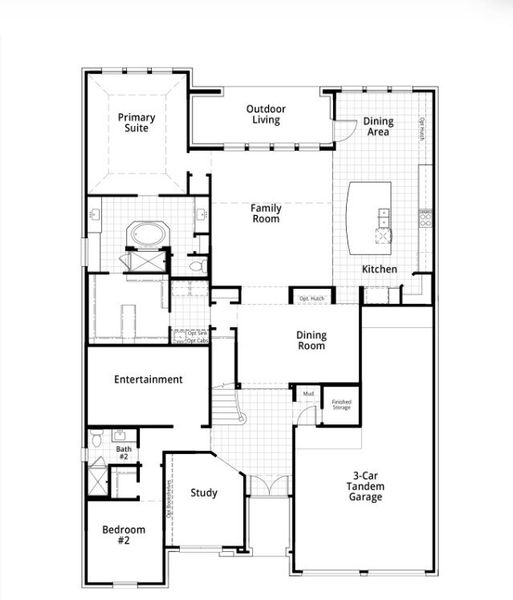 2D floor plan layout for the 222 by Highland Homes in Grange, Katy, TX (Image 31).