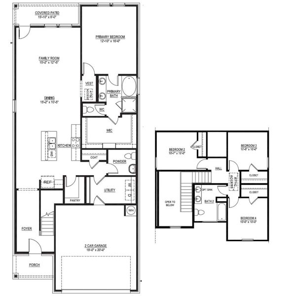 2D floor plan layout for the The Whitmore by Lillian Custom Homes in Tabor Ranch, Ponder, TX (Image 5).