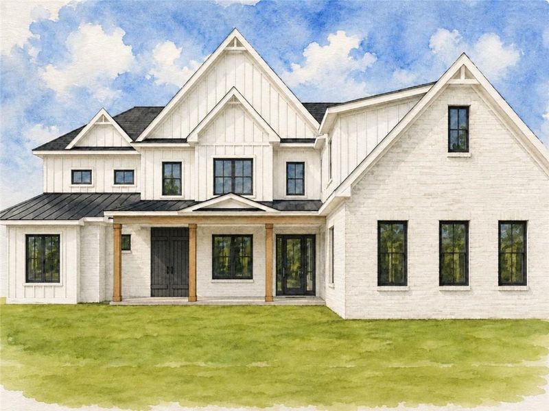 Exterior rendering of this home design in , Acworth, GA (Image 1). Exterior rendering of this home design in , Acworth, GA (Image 1).