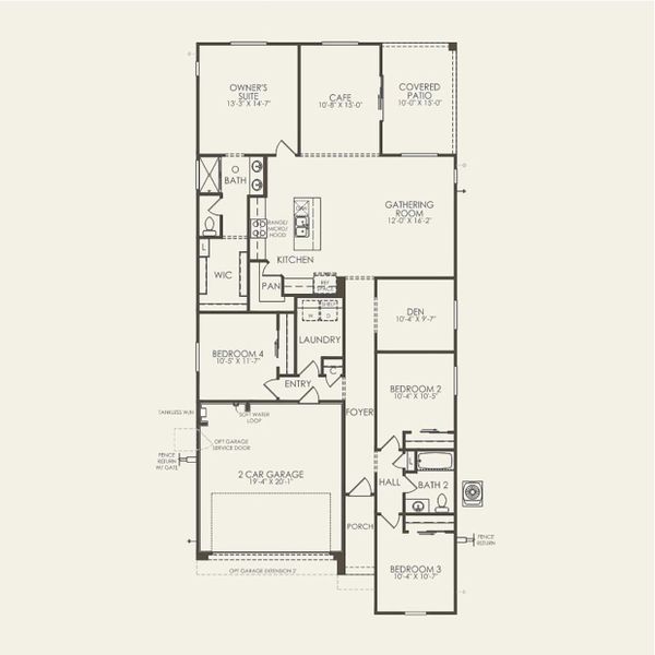 2D floor plan layout for the Sunbird by Pulte Homes in Alamar, Avondale, AZ (Image 3).