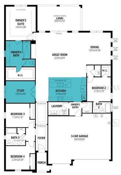 2D floor plan layout of this home in Sunstone Lakeside at Wellen Park, Venice, FL (Image 2).