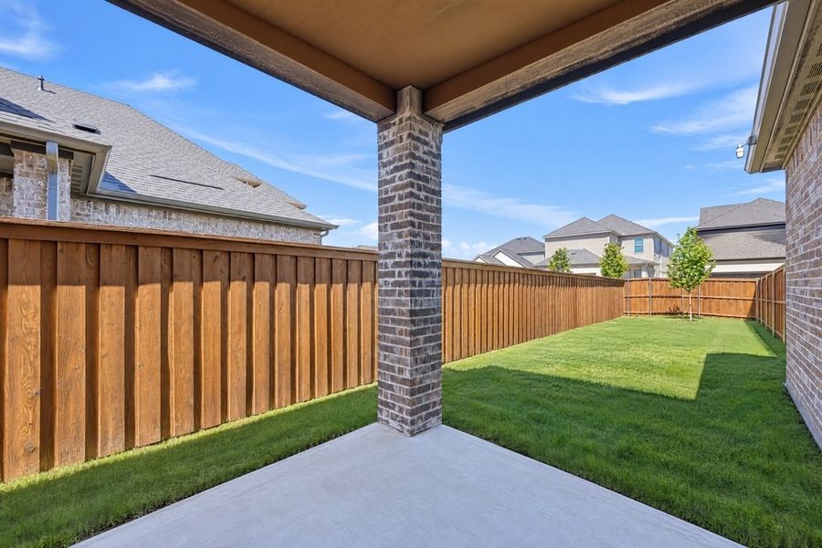 Exterior details and patio area of a home in Cross Creek Meadows, Celina (Image 3). Exterior details and patio area of a home in Cross Creek Meadows, Celina (Image 3).