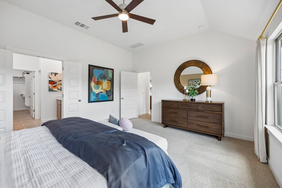 Primary Suite in the Pecos home plan by Trophy Signature Homes – REPRESENTATIVE PHOTO