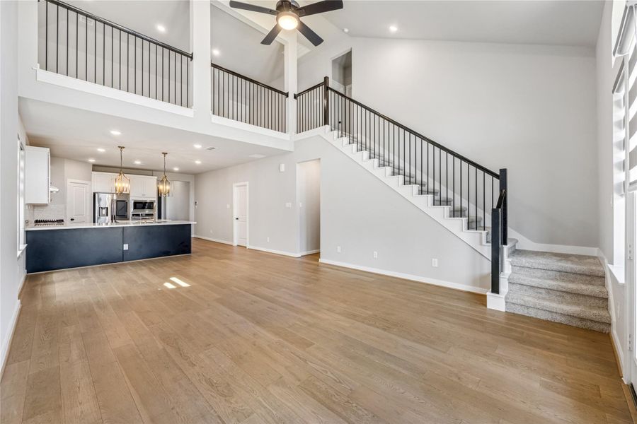 Elegant staircase leading to the second floor