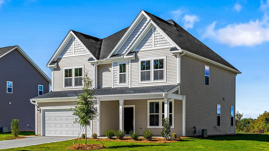 Front exterior of a new home in Fieldstone, Lexington, NC, highlighting curb appeal (Image 19).