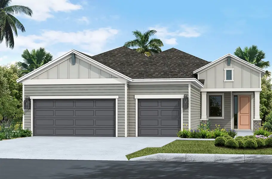 Representative exterior photo of a completed home built from the Bright Meadow by Neal Communities in Canoe Creek, Parrish, FL (Image 2). Representative exterior photo of a completed home built from the Bright Meadow by Neal Communities in Canoe Creek, Parrish, FL (Image 2).