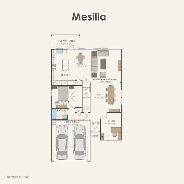 2D floor plan layout for the Mesilla by Centex in Cottonwood Creek, Howe, TX (Image 6).