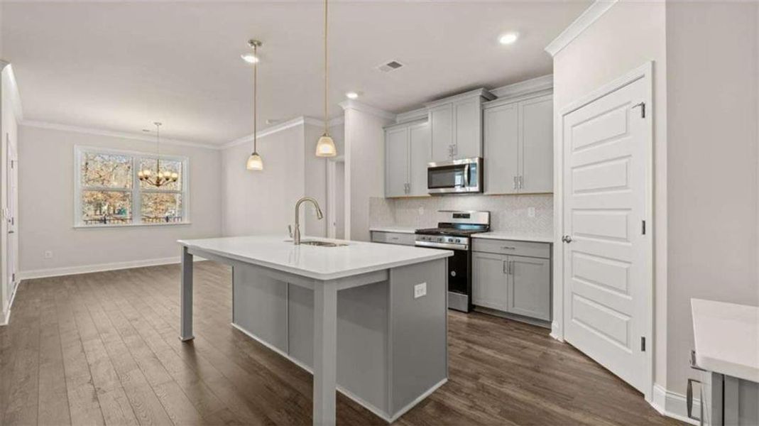 Furnished interior view inside a new home in Oak Ridge Meadows - Active Adult, Locust Grove (Image 4). Furnished interior view inside a new home in Oak Ridge Meadows - Active Adult, Locust Grove (Image 4).