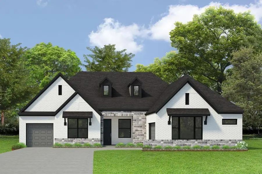 Front exterior of a new home in The Woodlands Hills 70’, Willis, TX, highlighting curb appeal (Image 2).