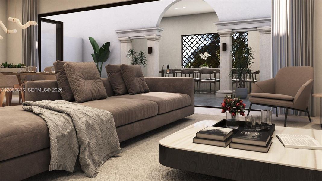 Furnished interior view inside a new home in , Coral Gables (Image 15). Furnished interior view inside a new home in , Coral Gables (Image 15).