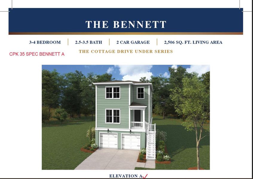 Exterior rendering of this home design in Central Park, Charleston, SC (Image 3).