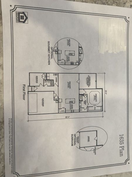 File photo 1 story, 2 bedroom, 2 bath, formal dining room, combo great room, kitchen, covered back porch & patio, Blind package, stainless kitchen package & refrigerator, tile kitchen backsplash, under cabinet lighting, laminate, carpet, tile & more!