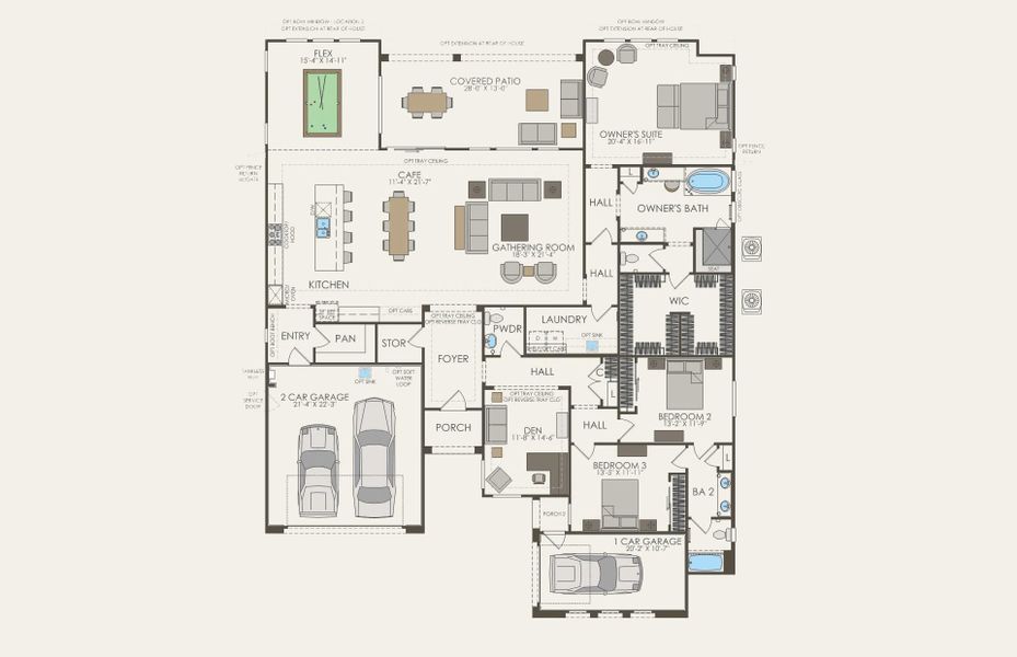 2D floor plan layout for the Harmony by Del Webb in Sun City Festival, Buckeye, AZ (Image 2). 2D floor plan layout for the Harmony by Del Webb in Sun City Festival, Buckeye, AZ (Image 2).
