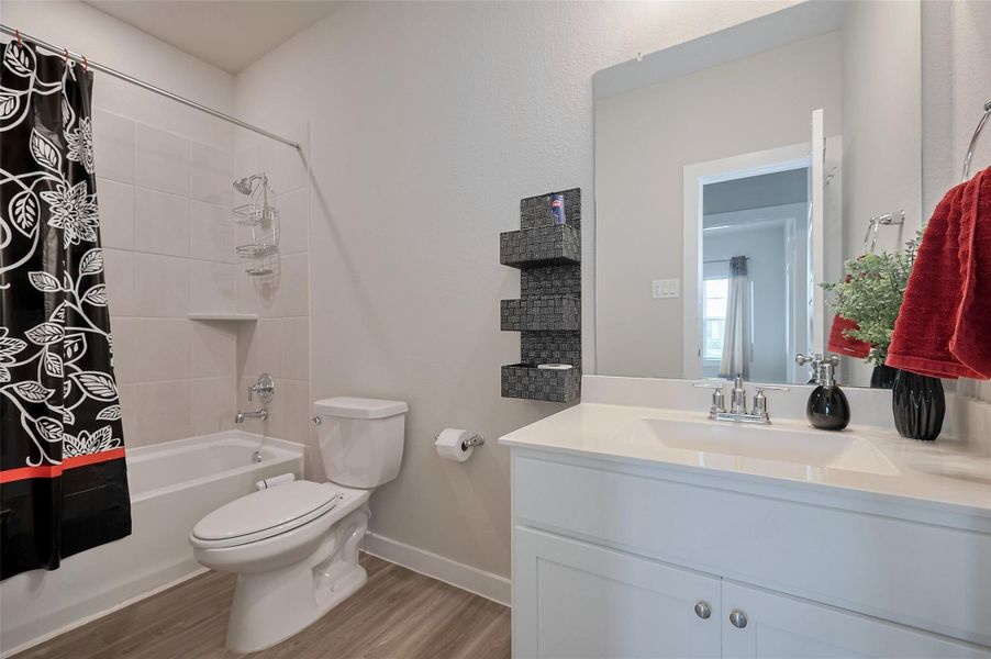 Guest bedroom with attached bathroom.