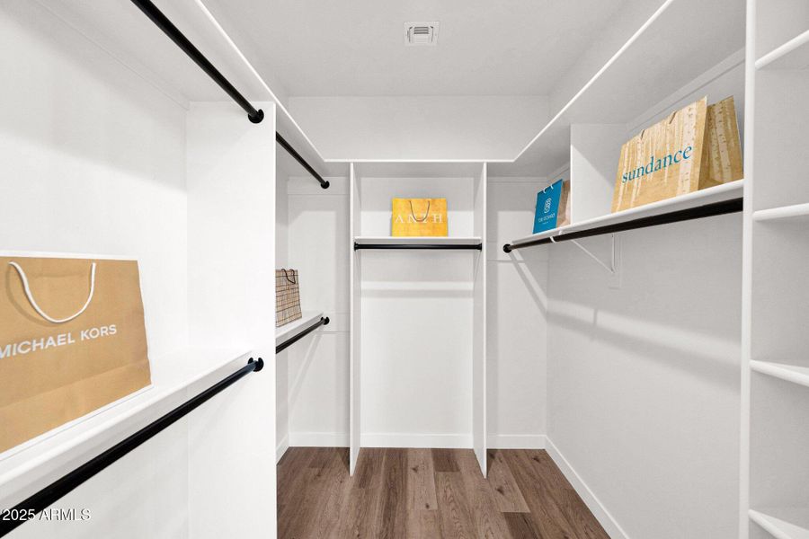 Generously sized primary closet
