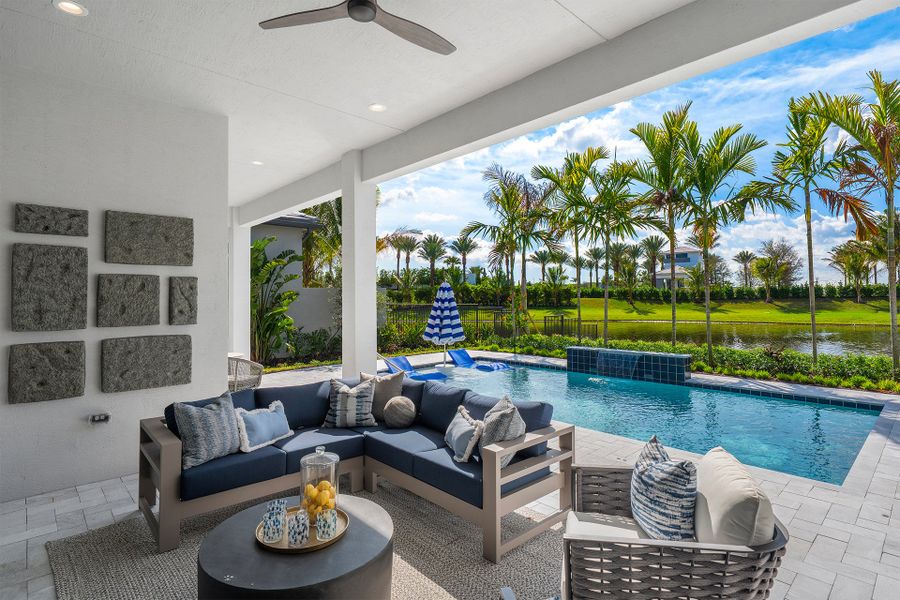 Representative exterior details of a home built from the Caroline Grande by GL Homes in Valencia Del Mar (55+), Boynton Beach (Image 3).