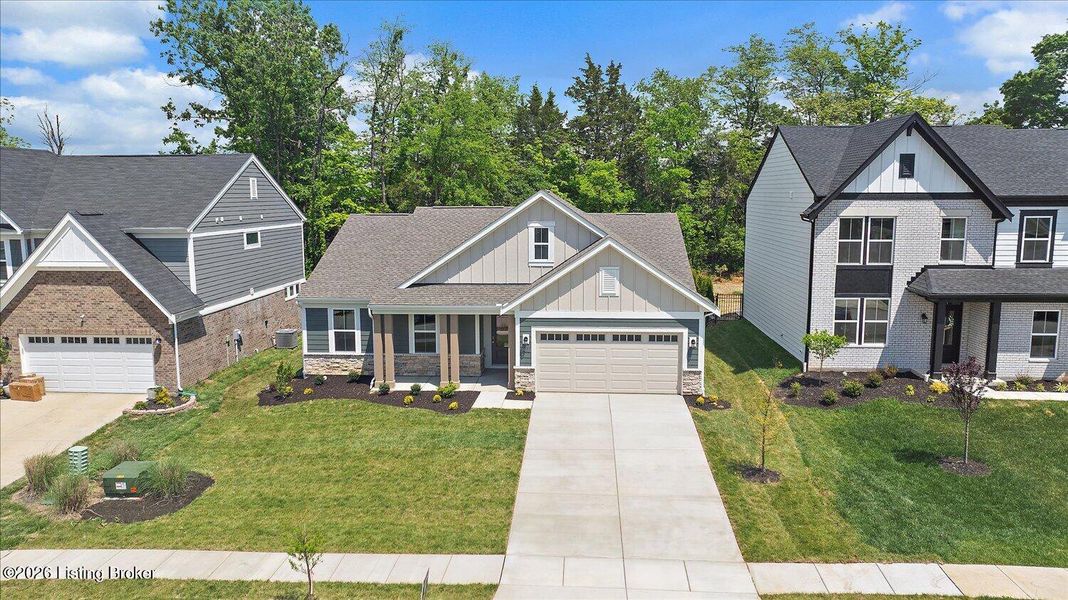 Front exterior of a new home in Vista Hills, Louisville, KY, highlighting curb appeal (Image 18).