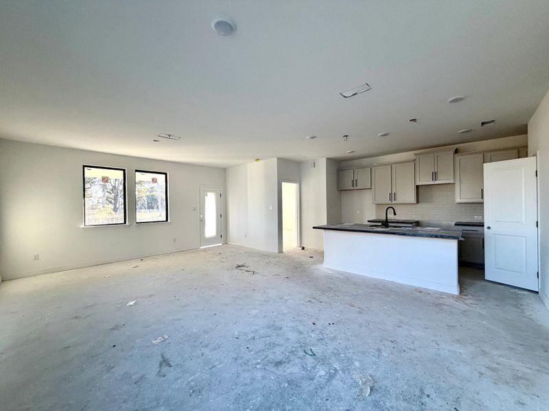 Construction Progress - Family Room looking into Kitchen