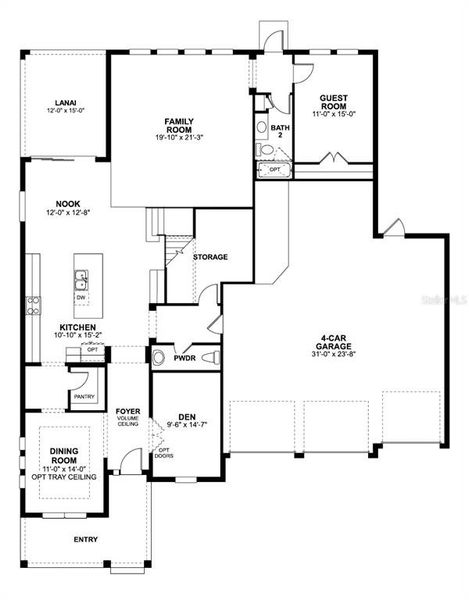 2D floor plan layout of this home in Lake Star at Ovation, Winter Garden, FL (Image 2).