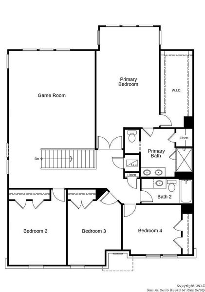 2D floor plan layout of this home in Hidden Bluffs at TRP, San Antonio, TX (Image 1).