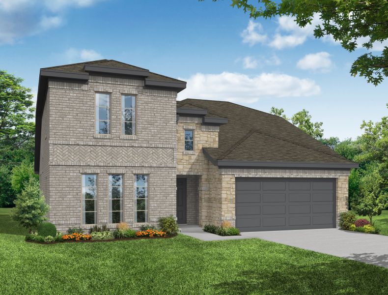 Representative exterior photo of a completed home built from the Phoenix by Impression Homes in De Berry Reserve, Royse City, TX (Image 9). Representative exterior photo of a completed home built from the Phoenix by Impression Homes in De Berry Reserve, Royse City, TX (Image 9).