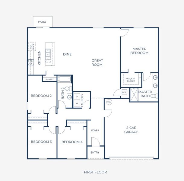 2D floor plan layout for the Orchid by Maronda Homes in Inverness, Inverness, FL (Image 3).