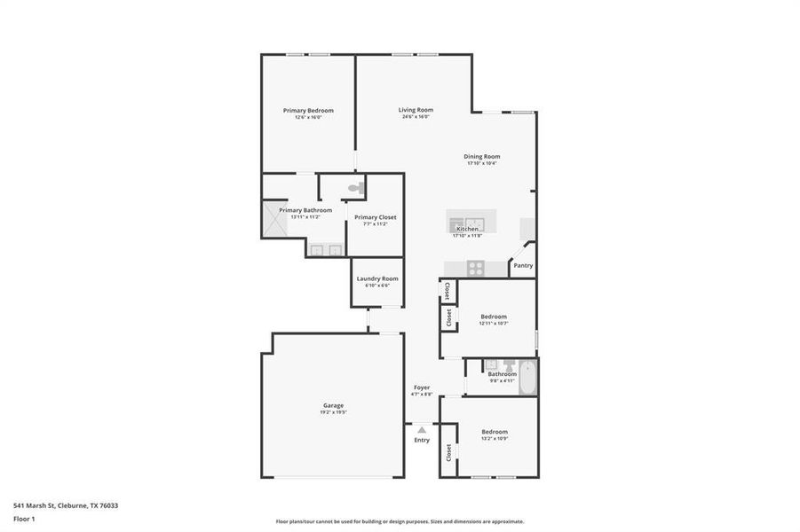 2D floor plan layout of this home in Meadowbrook Estates, Cleburne, TX (Image 5).