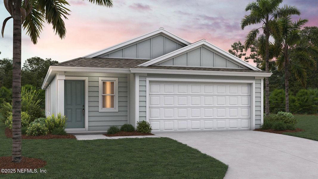 Front exterior of a new home in Rookery, Green Cove Springs, FL, highlighting curb appeal (Image 1).