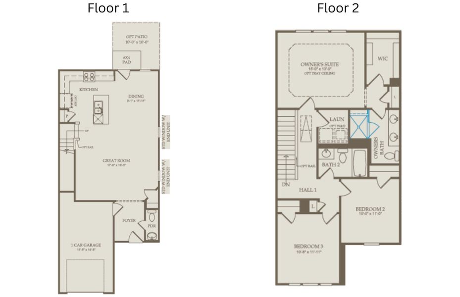 2D floor plan layout of this home in Poets Walk, Whitsett, NC (Image 5).