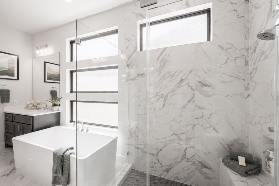 Representative furnished interior of a home built from the Bogata by Tri Pointe Homes in Harvest Green, Richmond (Image 50).