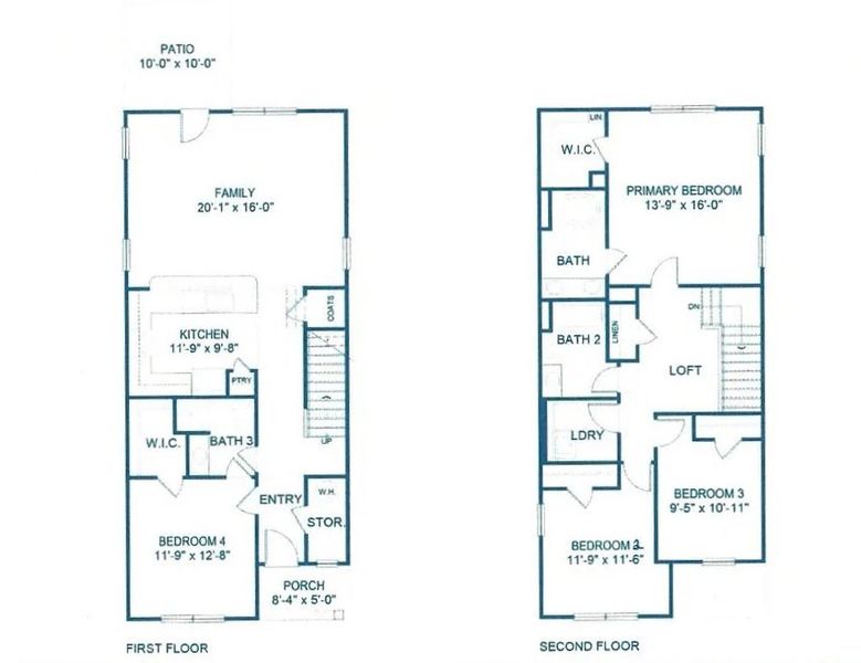 2D floor plan layout for the 1808 Townhome by Adams Homes in Parkstone Place Townhomes, Roebuck, SC (Image 2). 2D floor plan layout for the 1808 Townhome by Adams Homes in Parkstone Place Townhomes, Roebuck, SC (Image 2).