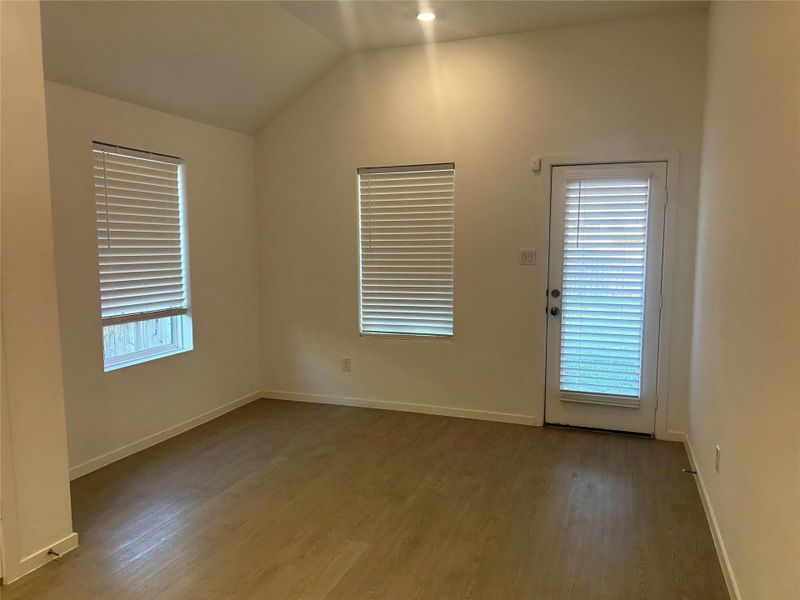 The breakfast room can hold a nice table and chairs, with two windows. The breakfast room can hold a nice table and chairs, with two windows.