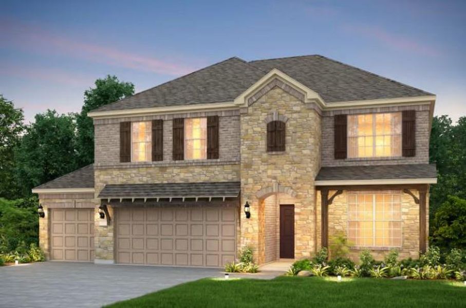 Pulte Homes, Caldwell elevation D, rendering