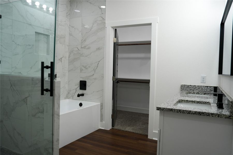 Master bathroom with closet view