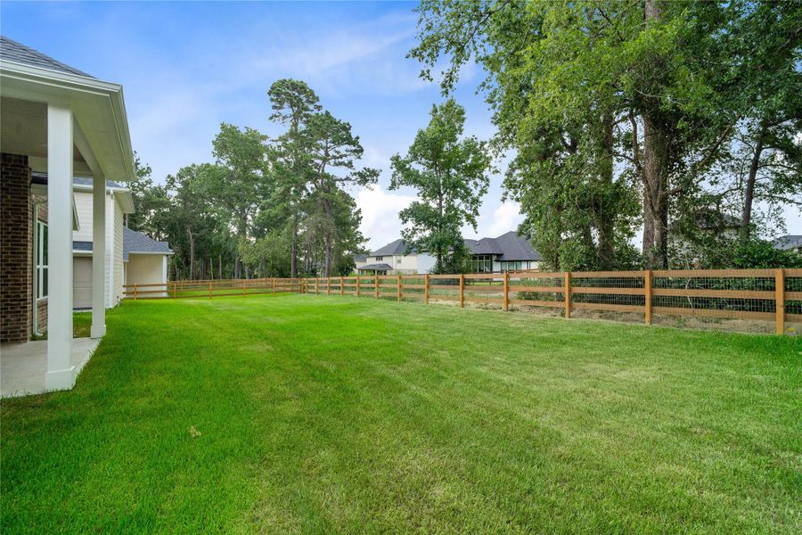Exterior details and patio area of a home in Timber Hollow, Magnolia (Image 28).
