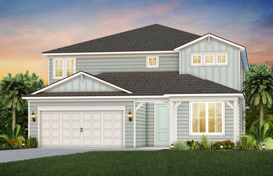 Representative exterior photo of a completed home built from the Yorkshire by Pulte Homes in Seminole Palms, Palm Coast, FL (Image 23).